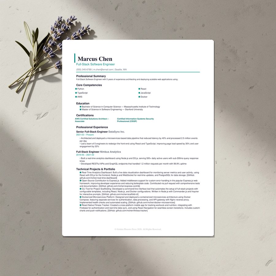 Resume template preview — professional CV design